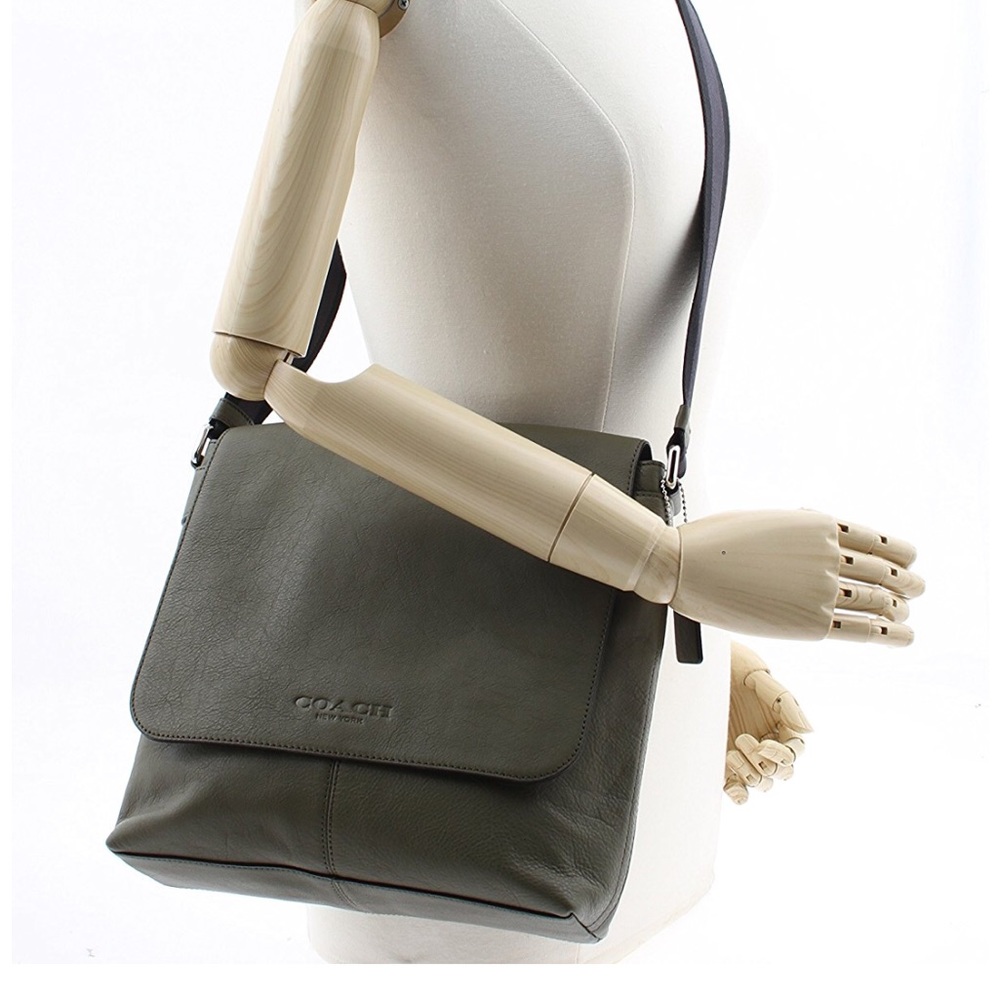 NWT $375 Coach Sullivan Small Messenger Sport Calf Leather olive green - Picture 9 of 14